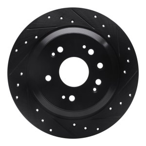 Honda Accord Crosstour Brake Rotor (1) - Rear Right - R1 Concepts - Drilled & Slotted - Black - `10-`15